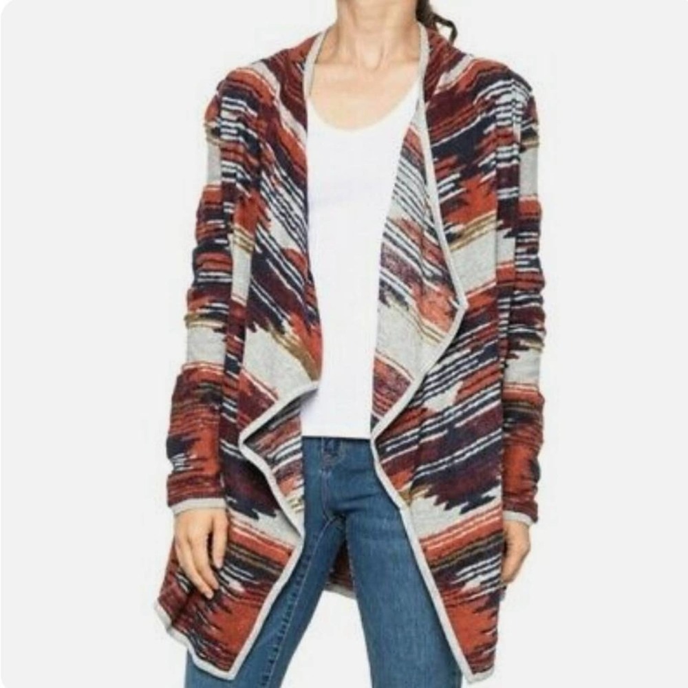 LUCKY Brand Women’s Sweater Cardigan Open Front Waterfall Aztec Cotton plus size